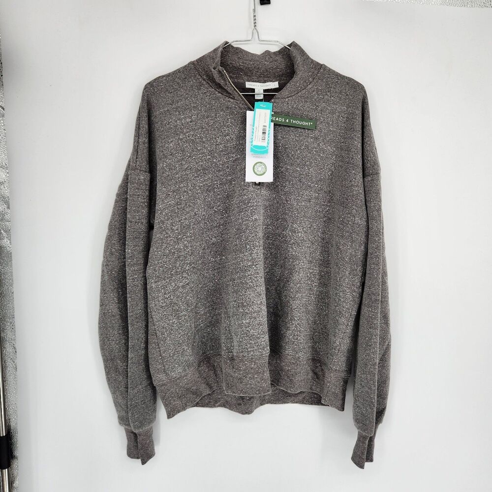 Threads 4 Thought Men's Large Grey Constance Triblend Fleece 1/2 Zip Sweatshirt